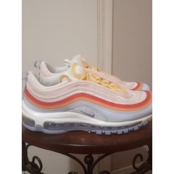 Nike Air Max 97 Football Grey Red Orange Women’s Sneakers Sz 8 CW5588-001 - Picture 1 of 14
